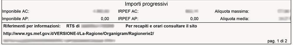 Cedolino NoiPA - Area informativa inferiore